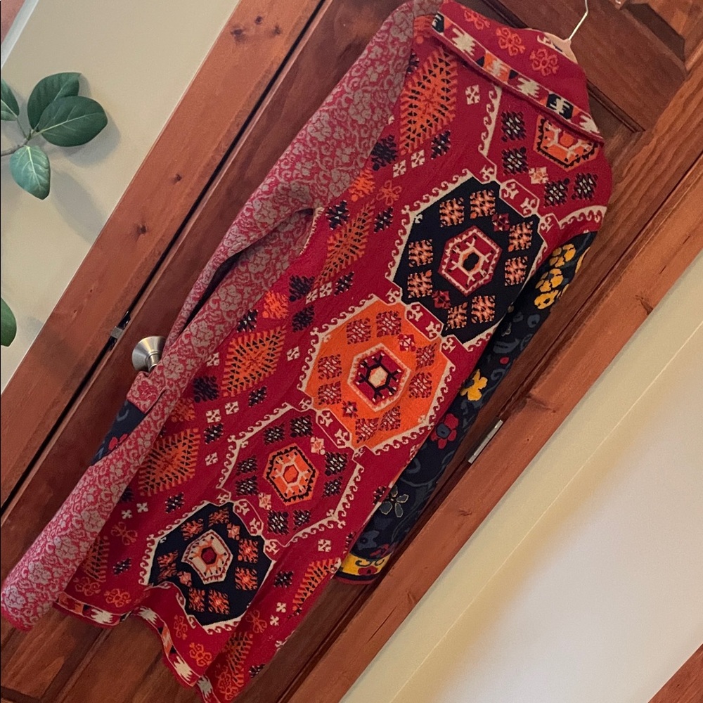 Colorful Patterned Long Sweater Coat - Picture 2 of 5